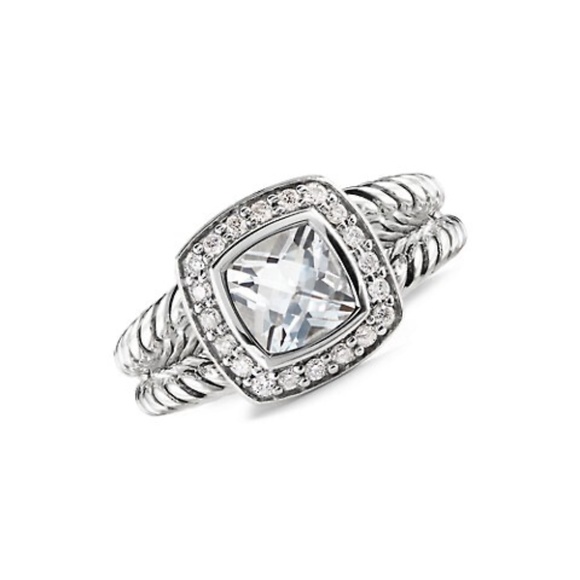 David Yurman Jewelry - Albion Petite Ring with Semiprecious Stone & Diamonds White Topaz Stone